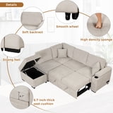 Euroco Sleeper Sofa Bed 5 Seat, Pull Out Sofa Bed with USB Ports L ...
