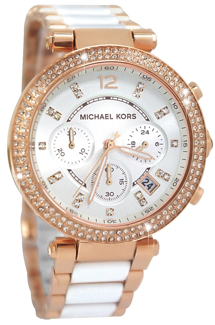 Heidi Crystal Rose Gold-Tone Chronograph Ladies Watch MK6064 Walmart.com