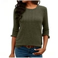 thumbnail image 2 of Dasayo Ladies Tops Knit Winter Green Long Sleeve Ruffle Solid Comfort Shirts T Shirts for Women M, 2 of 6