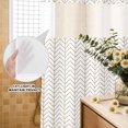 thumbnail image 3 of No Hook Shower Curtain, Simple Line White Shower Curtains for Bathroom with See Through Top Window, Beige Modern Art Geometric Waterproof & Washable Bath Curtain Extra Long 72"x84", 3 of 9