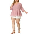 thumbnail image 2 of Unique Bargains Women's Plus Size Chiffon Tops Babydoll Swiss Dots Blouses, 2 of 7