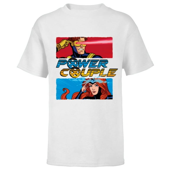 Marvel Studios X-Men ’97 Cyclops and Jean Grey Power Couple- Short Sleeve T-Shirt for Kids - Customized-White