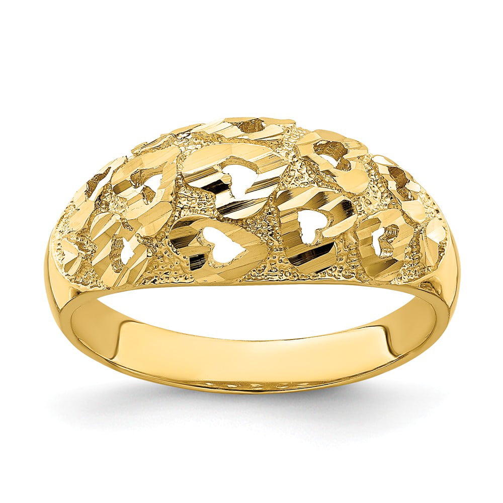 Details about   10K Yellow Gold Diamond Cut Out Intertwine Swirl Heart Cocktail Ring 0.10 CT. 