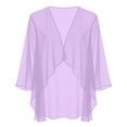 thumbnail image 5 of Feancey Lightweight Cardigans for Women Open Front 3/4 Sleeve Cardigan Jacket Ruffle Hem Casual Chiffon Cover Ups Sheer Casual Kimono Cover Up Jackets Purple M, 5 of 8