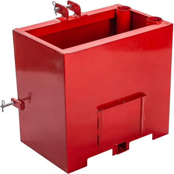 ALL-CARB 800 lbs Tractor Ballast Box 3 Point Red Hitch Ballast Box with 2 Quick Hitch Receiver for 3 Point Category 1 Tractors Loaders and Skid Steer