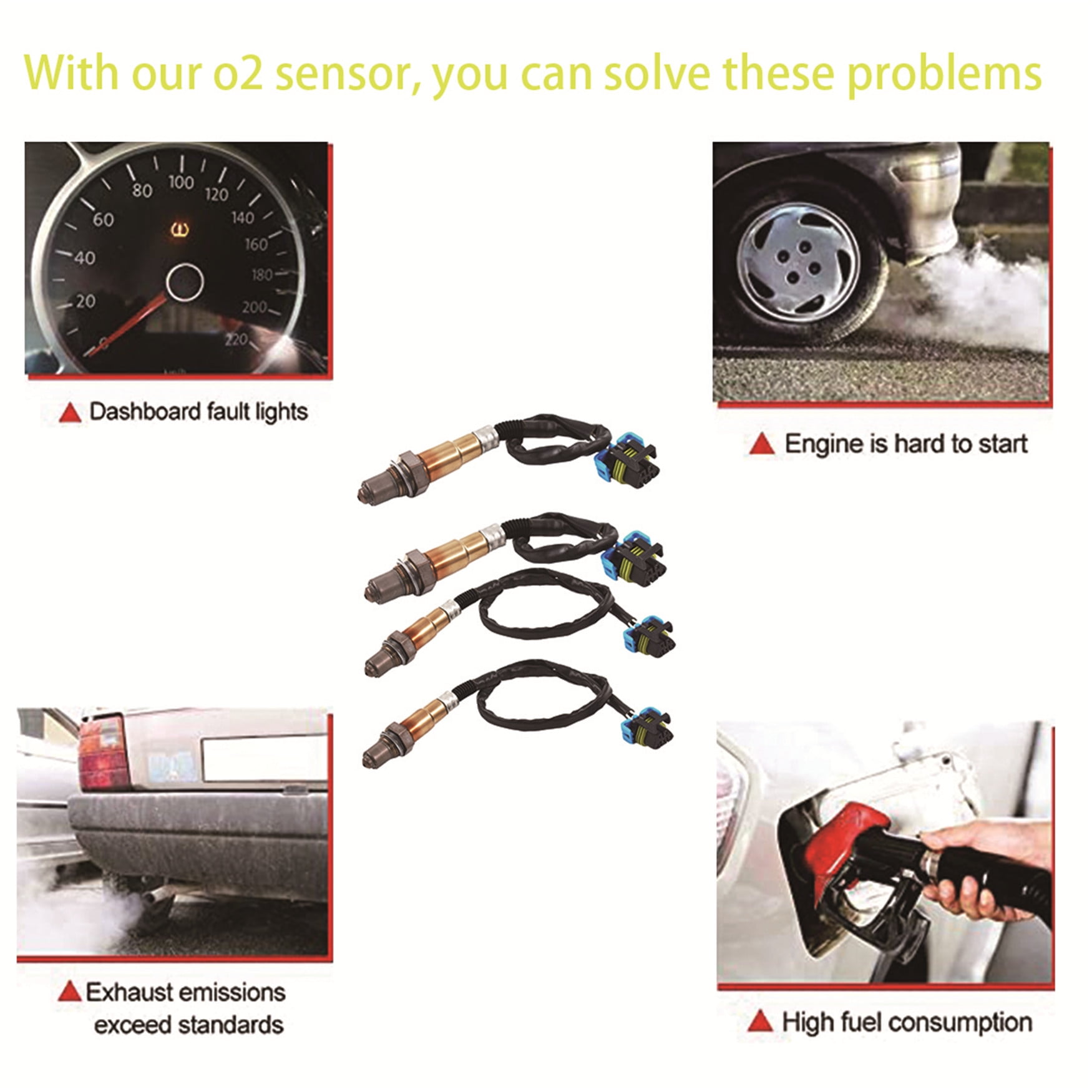 LABLT 4Pcs O2 Oxygen Sensor for 2011-2009 Chevrolet Traverse GMC Acadia Enclave V6-3.6L
