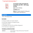 thumbnail image 2 of A/C System O-Ring and Gasket Kit - Compatible with 2004 - 2009 Dodge Durango 2005 2006 2007 2008, 2 of 2