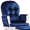 White Finish with Navy Cushions, variant on Suite Bebe Cleo Kid Traditional Glider Rocking Chair with Ottoman, White/Gray