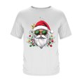 thumbnail image 4 of Christmas Shirt for Men Short Sleeve Crewneck Santa Print Pullover Top White 2XL, 4 of 4