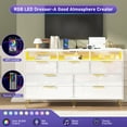 thumbnail image 3 of Blotout 7 Drawer Dresser with Charging Station, Modern Long Dressers & Chests of Drawers, Wood Dresser with LED Lights for Bedroom, Living Room, Hallway, 3 of 7