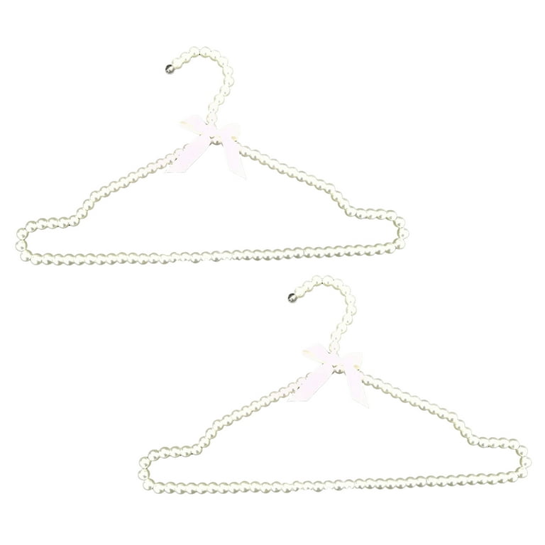 Xyer 2Pcs Fake Pearl Design Clothes Hanger with Bow Knot Plastic