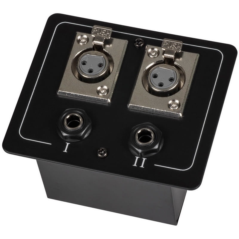 Floor / Surface Mount Stage Box with Two XLR Female and Two 1/4" TRS Female Jacks