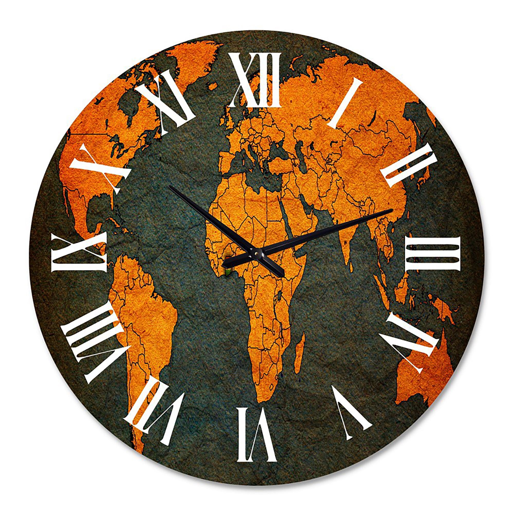 Designart 'Ancient Map Of The World Africa' Vintage Wall Clock