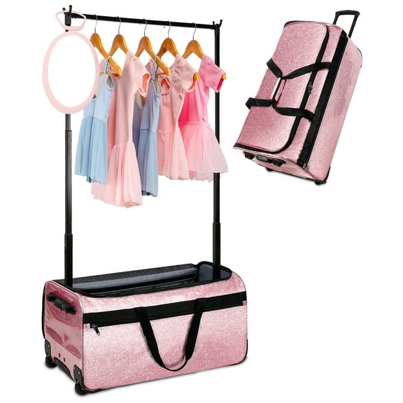 Dance Bag with Garment Rack, 28" Rolling Dance Competition Bag for Shows,Travel and Performances