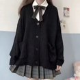 thumbnail image 2 of Suéteres básicos de escuela japonesa para mujer, cárdigan de punto suelto con cuello en V liso kawaii de otoño, uniforme de estilo preppy para cosplay, 2 of 5