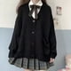 thumbnail image 2 of Suéteres básicos de escuela japonesa para mujer, cárdigan de punto suelto con cuello en V liso kawaii de otoño, uniforme de estilo preppy para cosplay, 2 of 5