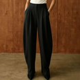 thumbnail image 4 of BRELIL Women's High Waisted Trousers with Pockets Solid Elegant Office Long Palazzo Pants Casual Loose Dress Pants for Work Fall Winter Outfits, Black M, 4 of 5