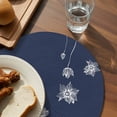 thumbnail image 3 of Navy Blue White Floral Round 13 Inch Placemats Set of 8, Abstract Art Summer Botanical HeatResistant Non Slip Place Mats for Dining Table, Wipeable Braided Kitchen Table Mats for Housewarming, 3 of 9