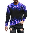 thumbnail image 3 of Jinhomg Big and Tall Fashion Graphic Tees for Men Long Sleeve Tops Flame Print Crewneck Pullover T-shirt Green XXXXL, 3 of 6