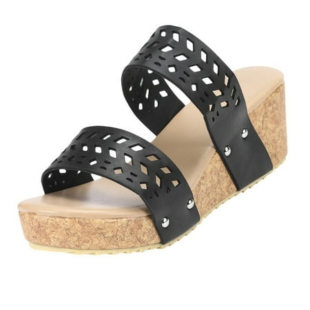 

TOYFUNNY Roman Wedge Slip-On Open Toe Breathable Sandals Womens Shoes