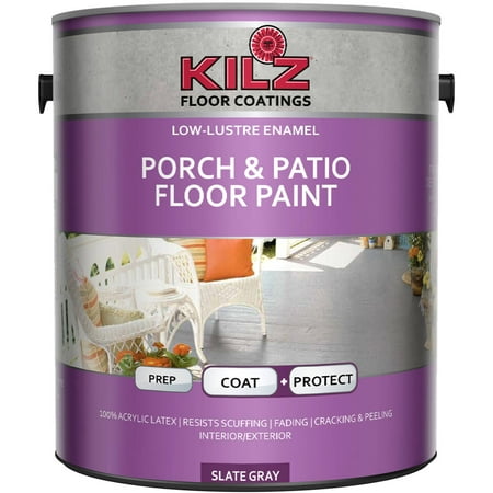 KILZ Interior/Exterior Enamel Porch and Patio Latex Floor Paint, Low-Lustre, 1 (Best Paint For Concrete Walls)