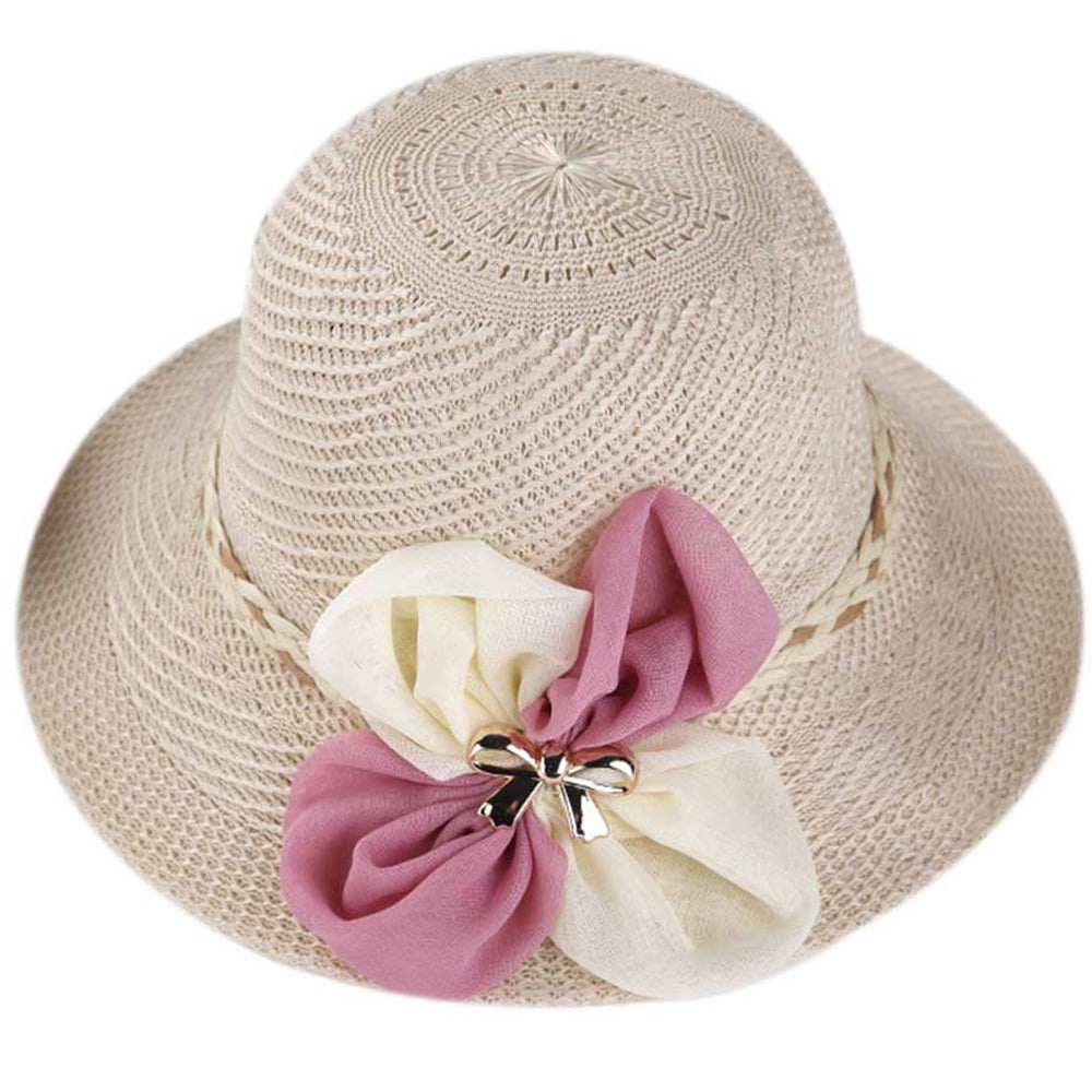 TureClos - TureClos Women Knitted Floral Sun Hat Straw Hat Summer Beach ...
