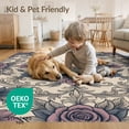 thumbnail image 4 of ODIKA 8'x10' Washable Area Rug Non-Slip Chair-Friendly Mat Medallion With Mauve Vintage Scrolling Border Accents Rose Floral Refined for Dining Room, Large Office, Lounge, 4 of 7