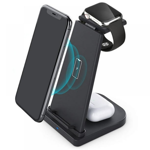 Wireless Charger Detachable 3 In 1 Wireless Charging Station Qi 15w Fast Wireless Charger Stand For Apple Watch Airpods Iphone 12 Xs Max Xs X Xr 8 8 Plus With Qc 3 0 Adapter Walmart Com Walmart Com