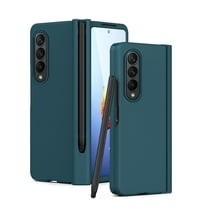 Feishell for Samsung Galaxy Z Fold4 Case with S Pen &  Pen Holder,Shockproof Hinge Protection Built-in Screen Protector Full Body Protective Anti-slip Matte Slim Phone Cover, Cyan
