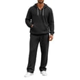 thumbnail image 3 of Lyrehush Men's Hoodie Outfits Knit Oversized Drawstring 1/4 Zip Sweatshirts Baggy Sweatpants Big and Tall Tracksuits, 3 of 7