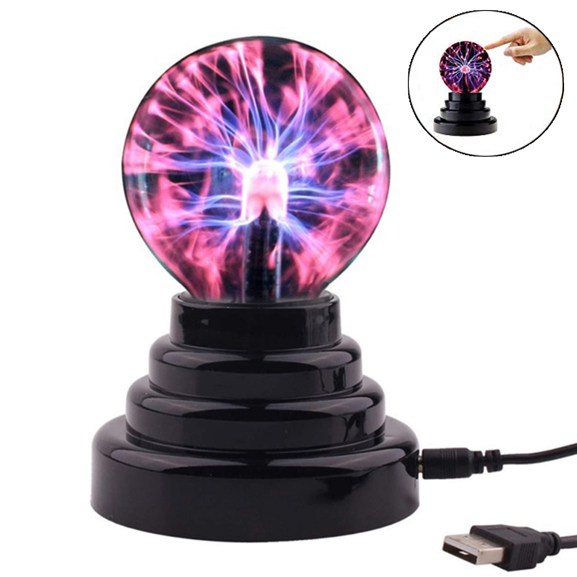 Plasma Ball Lamp Light,Touch Sensitive Lightning Lights USB Globe Sphere Ball， Delicate Household/Office Desktop Decorations 