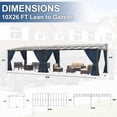 thumbnail image 2 of Kullavik Outdoor Lean to Gazebo 10x26FT, Hardtop Wall Mounted Gazebo with Sloping Sun Panel Roof, Awnings for Patio with Metal Frame, Double Curtains for Garden, Lawn, Backyard Deck, Blue, 2 of 7