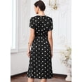 thumbnail image 3 of DARING DIVA Women's Polka Dots Short Sleeve Crew Neck Casual Belted Midi Dress M Black, 3 of 6