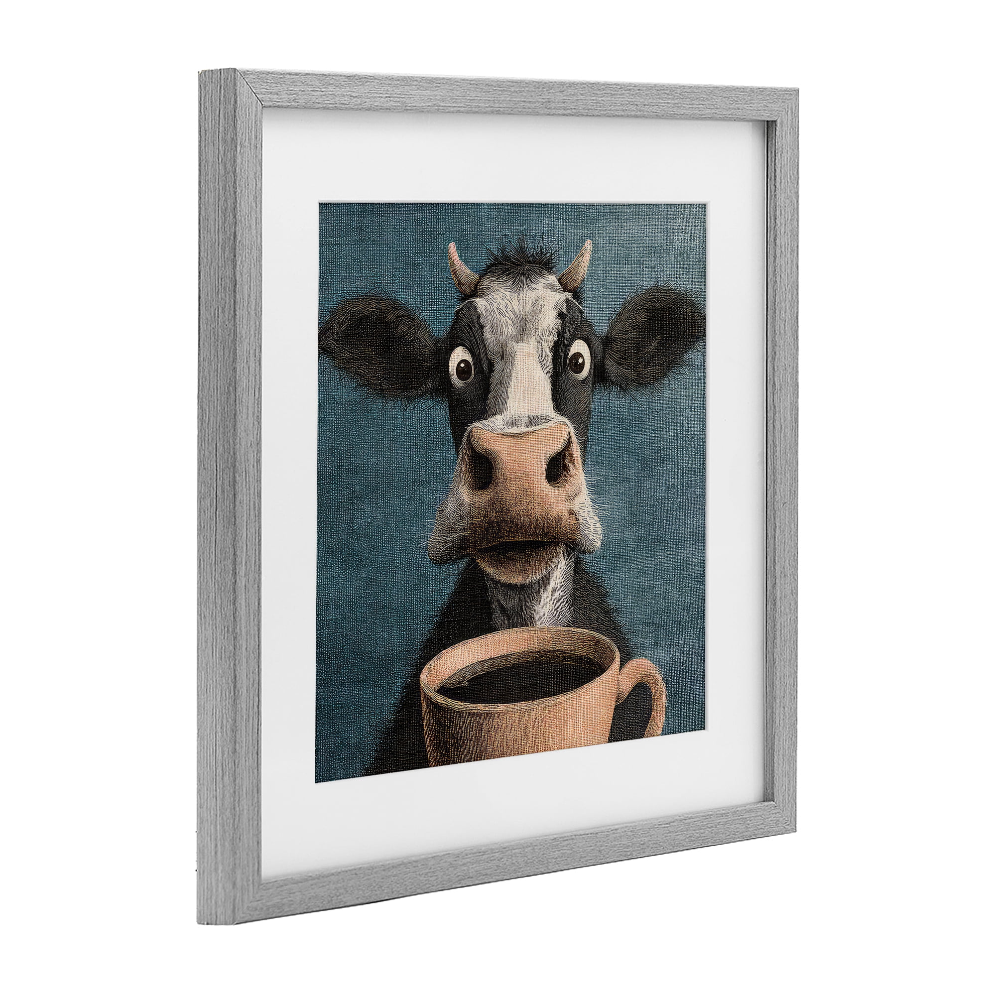 Stupell Industries Grumpy Cow & Coffee Gray Framed Print Under Glass, design by The Wands Want