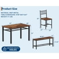 thumbnail image 2 of 47 Inch Farmhouse Dining Table Set for 4, Modern Kitchen Table with Bench and Chairs, Storage Shelf & Sturdy Metal Frame, Space-Saving Design for Apartment and Kitchen, Brown, 2 of 6