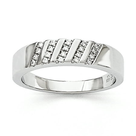 925 Sterling Silver Cubic Zirconia Cz Mens Band Ring Size 11 00