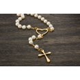 thumbnail image 5 of Edforce 18k Gold Plated Heart and Pearl Rosary with Cross, 29.5 inch, 5 of 6