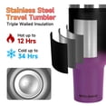 thumbnail image 4 of 40 oz Tumbler with Handle and Straw Spout 2-in-1 Lid, Stainless Steel Travel Cup, Insulated Traveler Mug for Car Office Gym, Water Bottle for Cold Hot Beverage, Black Purple, 4 of 9