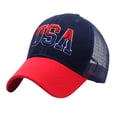 thumbnail image 1 of ¡Liquidación! Gorra de béisbol Fdelink con protección solar UV para hombre y mujer, neutra, de verano, con bandera estadounidense bordada, viseras ajustables, azul marino 4, 1 of 3