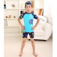 thumbnail image 2 of Boys' 3-Pieces Short Sleeve Protective Rashgurad Swimsuit Set with Swim Cap UPF 50+, 2 of 7