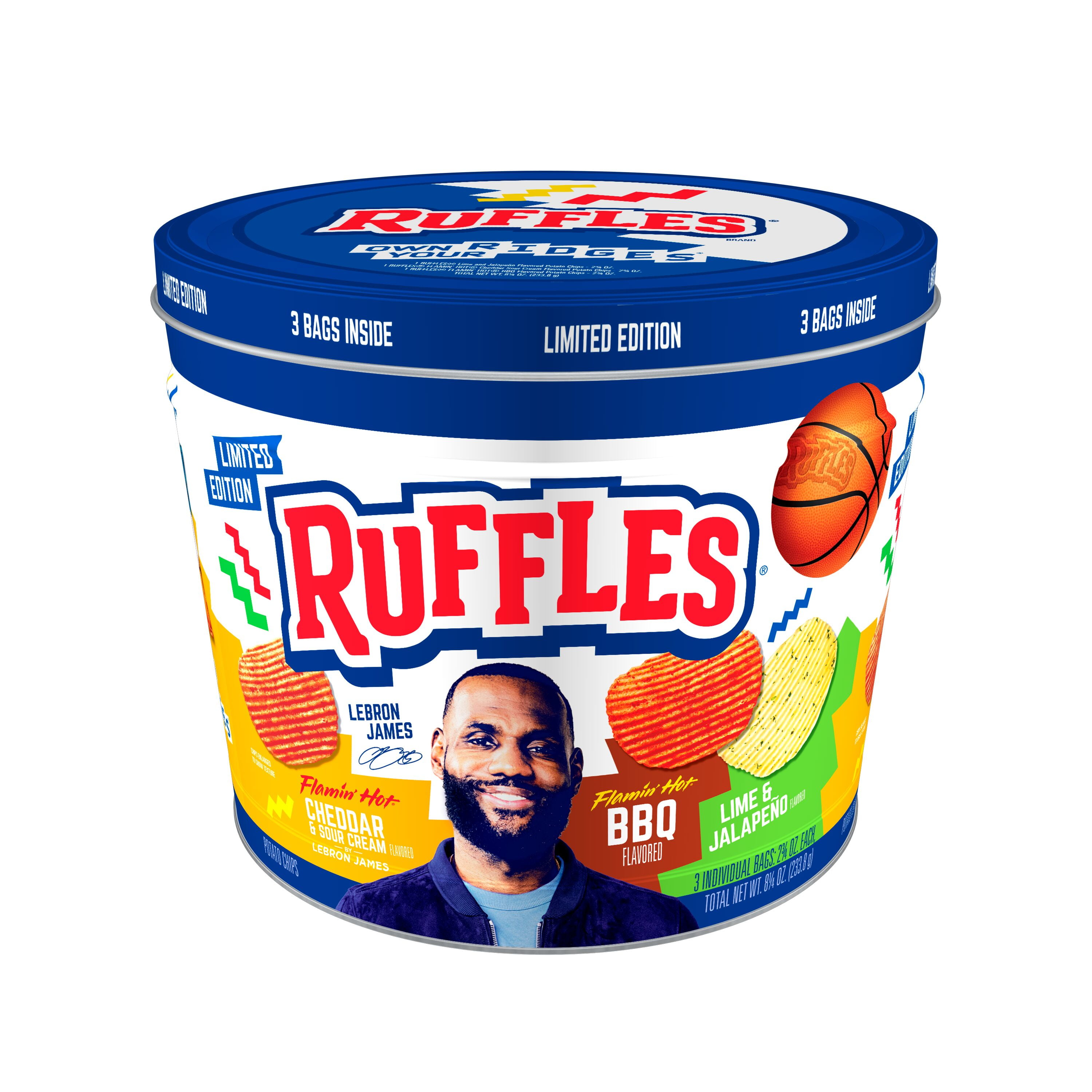 Ruffles Potato Chip Basketball Tin, 8.25 oz