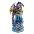 thumbnail image 5 of Purple And Gold Cosmic Dragon On Blue Crystal Stalactite Rock LED Light Statue, 5 of 9