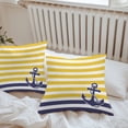 thumbnail image 4 of Anchor Striped Outdoor Pillow Covers Set of 2 Ocean Sage Yellow and Blue Striped Decor Waterproof Throw Pillow Case Decorative Square Cushion Cover for Patio Couch Garden Balcony, 26"x26", 4 of 9
