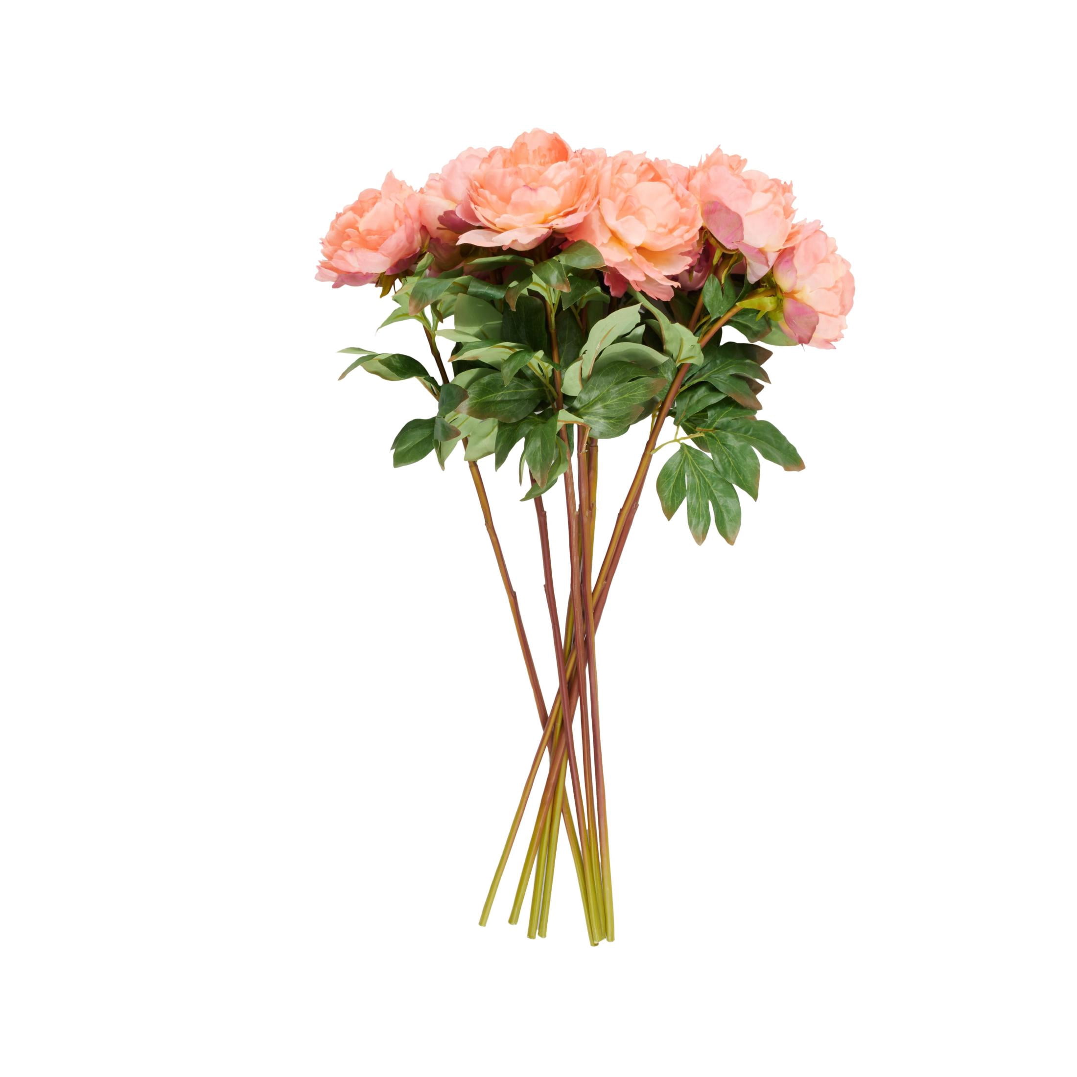 31" Plastic Floral Tall Peony Artificial Flower Stem, by DecMode (8 Count)