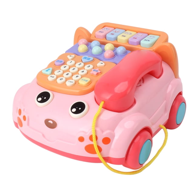 Teléfono de juguete para bebé con dibujos animados y luz musical, teléfono de juguete interactivo para padres e hijos, juguete educativo en inglés, color rosa