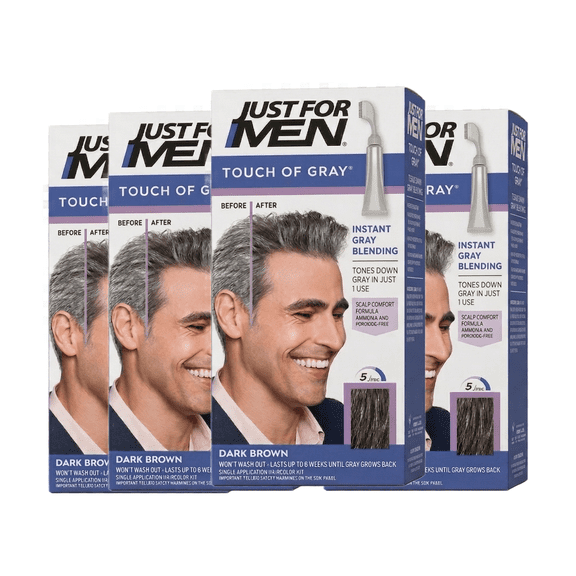 JUST FOR MEN Touch of Gray Dark Brown T-45 Hair Color 1.4 oz 4 Pack