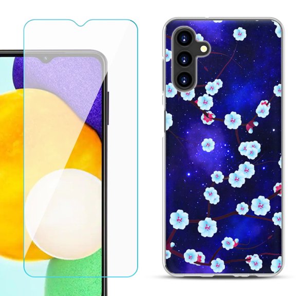 Slim-Fit TPU Fashion Phone Case for Samsung Galaxy A13 5G, with Tempered Glass Screen Protector, by OneToughShield ® - Blossom Stars