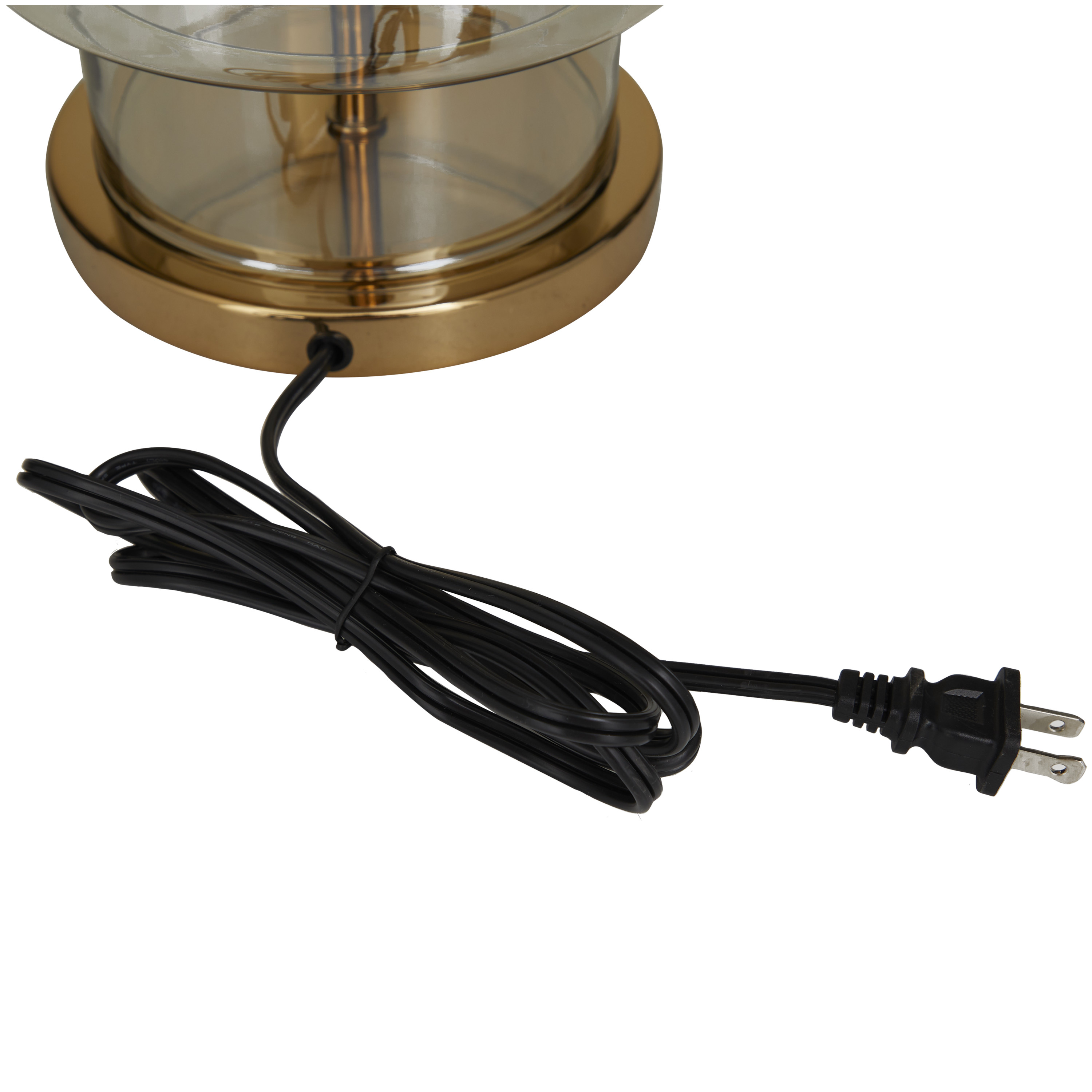 DecMode 23" Transparent Base Gold Table Lamp with Black Velvet Shade