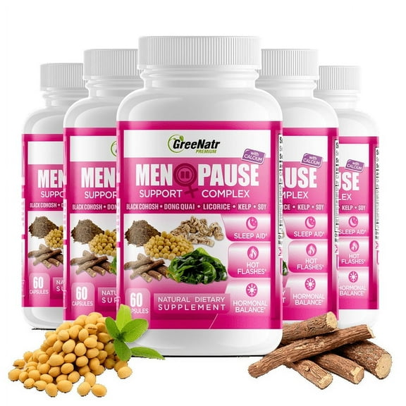 GreeNatr Herbal Menopause Support Complex for Hot Flashes, Night Sweats & Mood Swings Relief