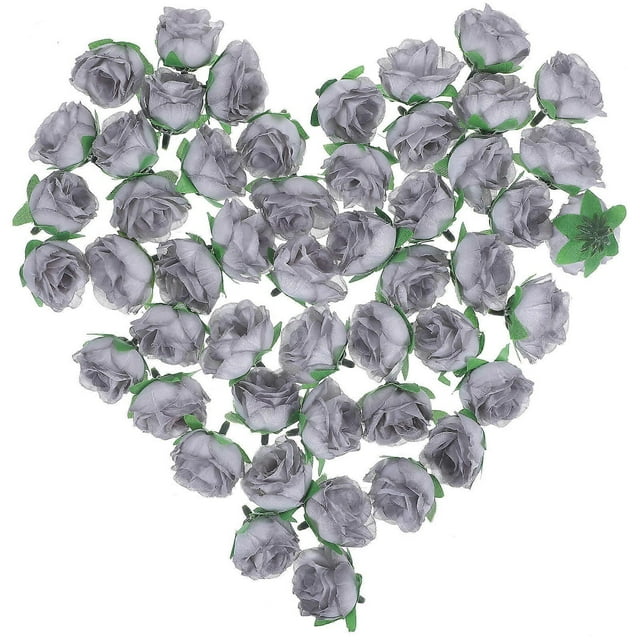 Flowers Heads for Wedding Decor Grey Artificial Rose Flower 50Pcs